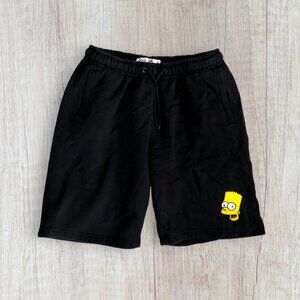 The Simpsons Bart Simpson Embroidered Black Drawstring Shorts Men’s XL